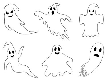 farklı hayaletler beyaz izole kümesi