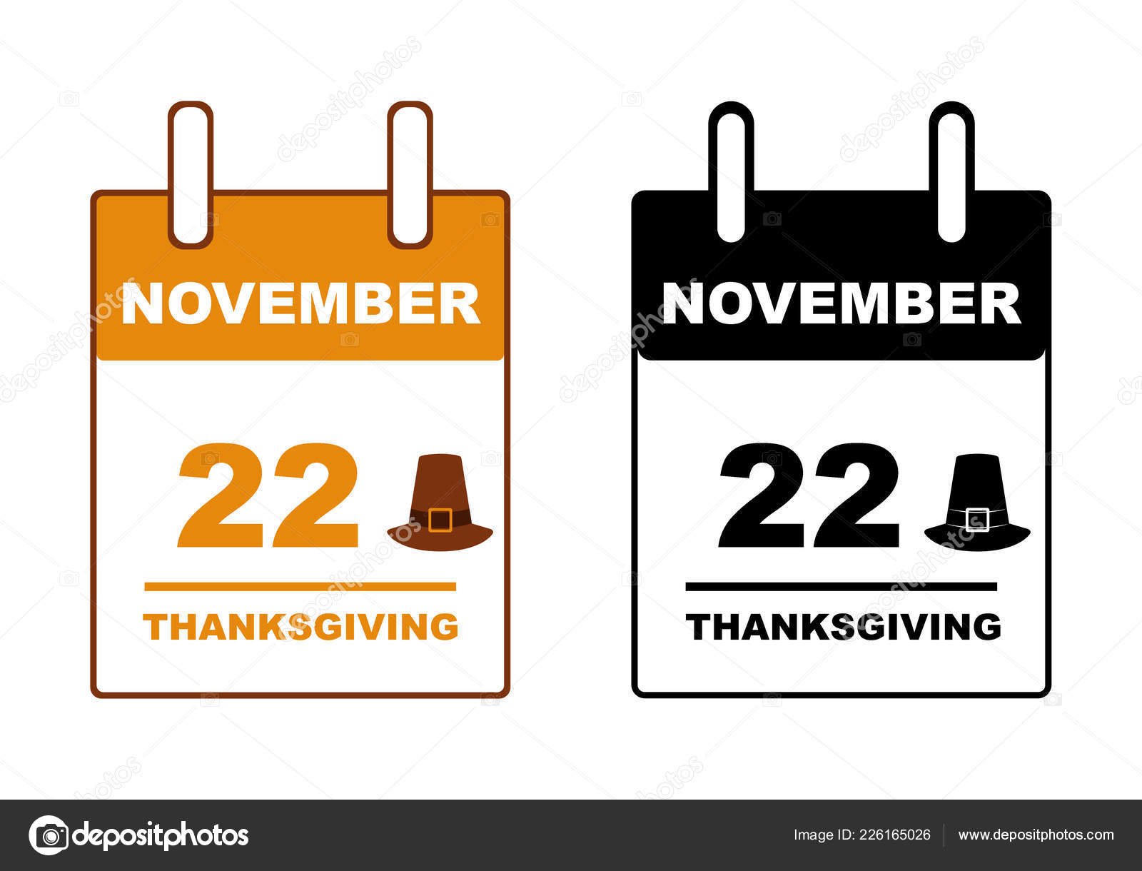 Thanksgiving Dag Kalender Isoleret Hvid Stockvektor af ©DeCe11 226165026, image size:1600x1220