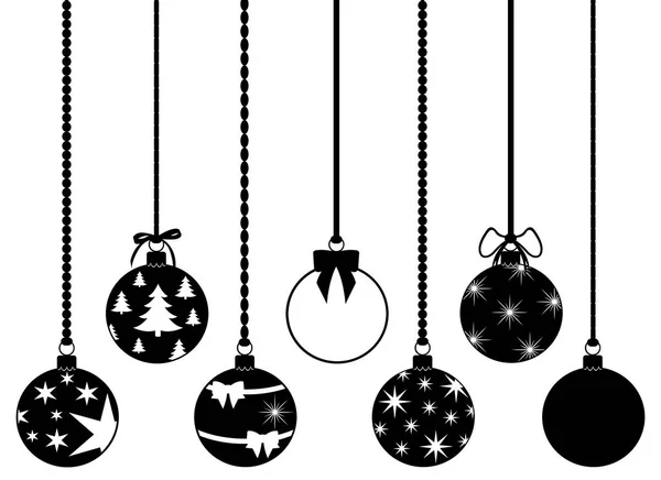 Ensemble Différentes Décorations Noël Suspendues Isolées Sur Blanc — Image vectorielle