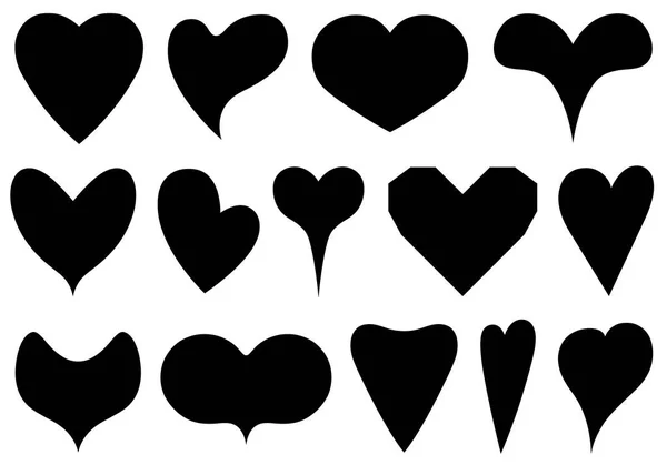 Set Different Hearts Isolated White — Stock Vector