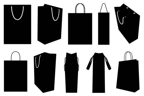 Set Diverse Shopping Bag Isolate Bianco — Vettoriale Stock