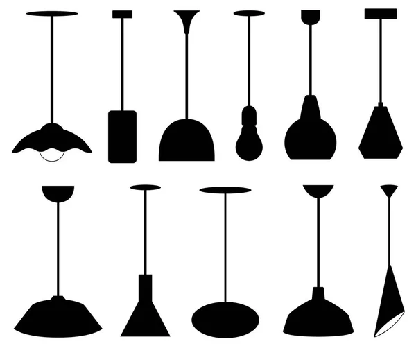 Set Diferentes Lámparas Colgantes Aisladas Blanco — Vector de stock