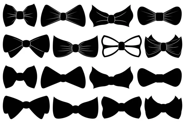 Set Different Bow Ties Isolated White — Stock Vector