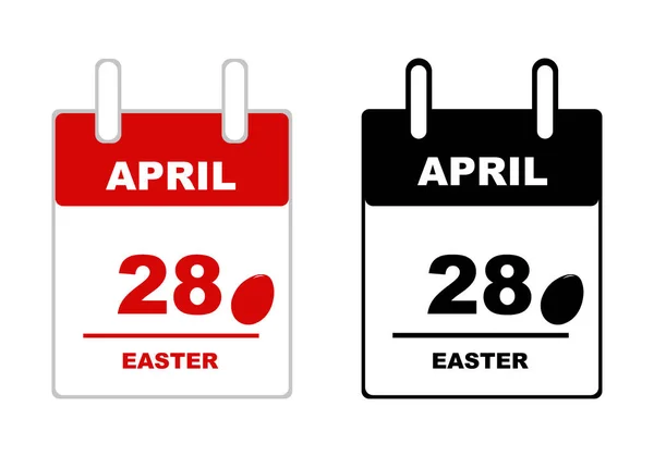 Ilustración Del Calendario Pascua 2019 Aislado Blanco — Vector de stock
