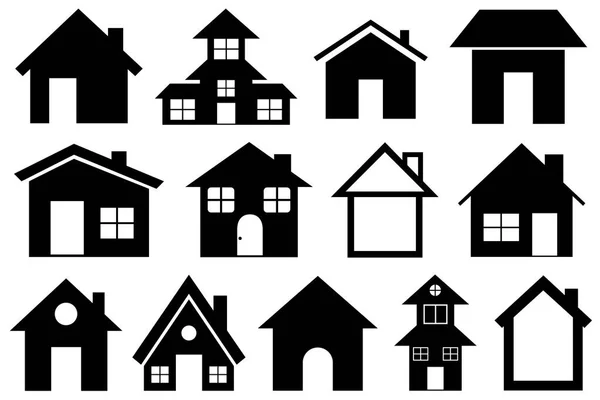 Set Different Houses Isolated White — Stock Vector