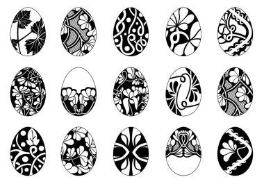 Beyaz üzerinde izole farklı Paskalya yumurtası seti