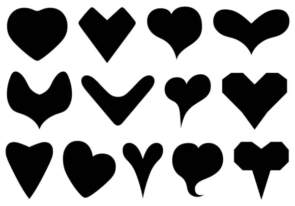 Set Different Hearts Isolated White — Stock Vector