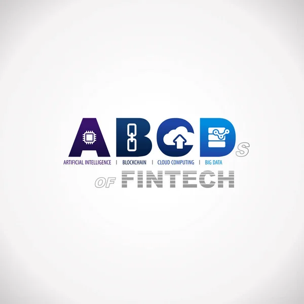 Abcd Fintech Financial Technology Business Service Design Text Infographic — Vector de stock