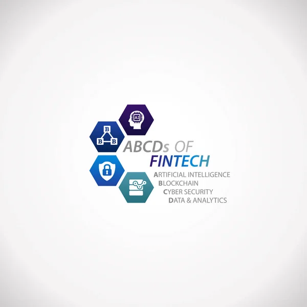 Abcd Fintech Financial Technology Business Service Design Infographic — Vector de stock