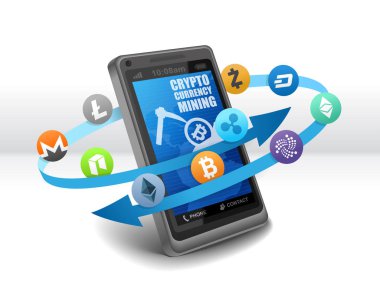 Mobil elektronik kripto para birimi madenciliği çiftlik (bitcoin, ethereum, Nostalji, çizgi, monero, litecoin, neo, zcash, dalgalanma, Iota)