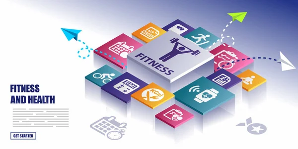 Health Fitness Icons Concept Banner — Stock Photo, Image