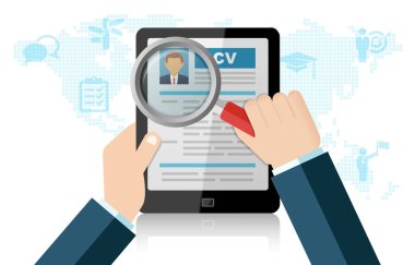 İnsan kaynakları işe alım ve profesyonel personel iş arama kariyer iş Internet teknoloji kavramı bulmak işe doğru aday özgeçmiş 