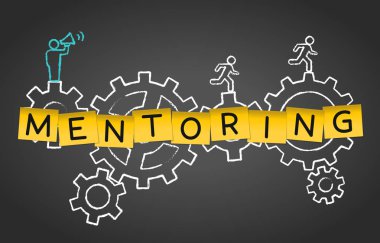 Eğitim tavsiye dişli kavramı arka plan Koçluk mentorluk 