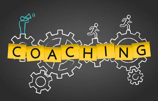 Coaching Training Advies Gear Concept Achtergrond Mentoring — Stockvector