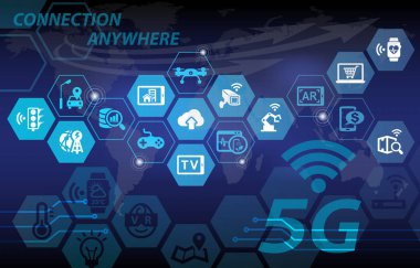 5g ağ kablosuz teknoloji bağlantısı her yerde