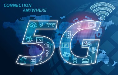 5g ağ kablosuz teknoloji bağlantısı her yerde