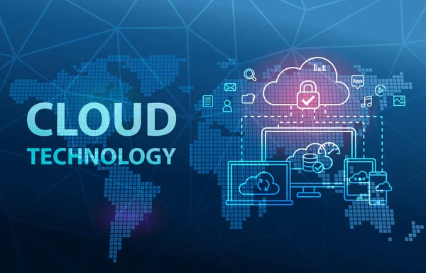 Cloud Technology Computing Network Data Storage Analytics Background — Stock Photo, Image