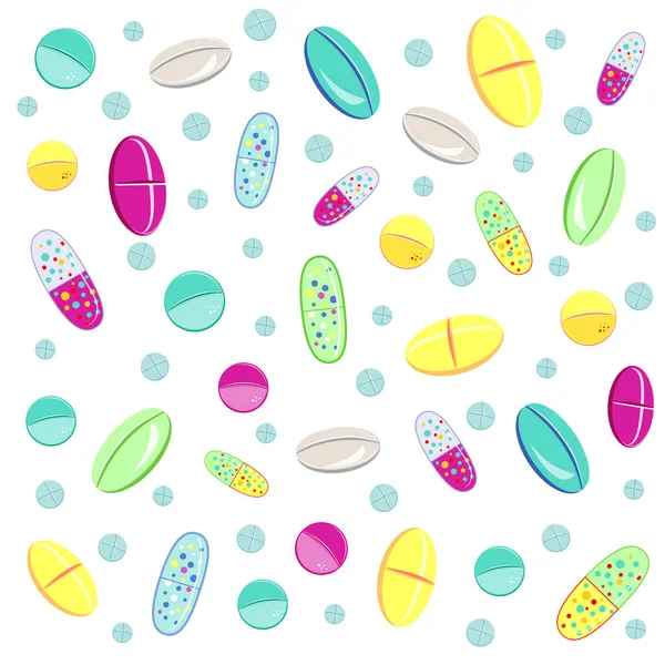 Farklı renklerde haplar ve kapsüller. Tıbbi sürüklenme ve vitaminler