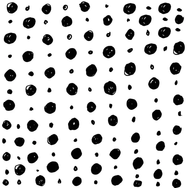 Random pattern of black polka dots on white background - vector illustration. Random pattern polka dots. Black and white polka dot background. Vector seamless pattern. Random big and small dots. — Stock Vector