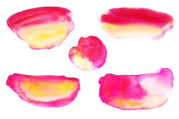 Kendi metnin için kırmızı suluboya fırça darbeleri ve leke seti. Soyut suluboya arka plan tasarımı. Metnin için boşluklu suluboya noktası