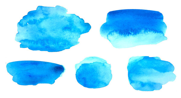 Set of blue watercolor brush strokes with space for your own text. Abstract watercolor background decign. Watercolot spot with space for your text
