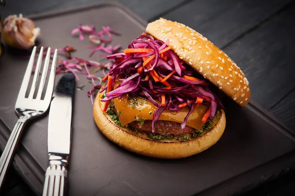 Imagen Una Hamburguesa Con Jamón —  Fotos de Stock