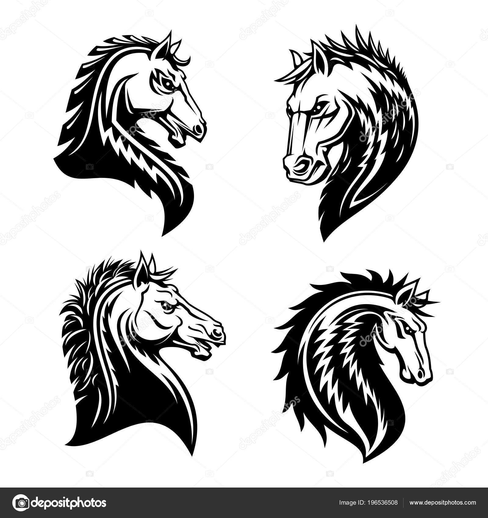 Desenho vetorial de cabeças de cavalo Vetor de stock de ©VectorTradition  196536508, image size:1600x1700
