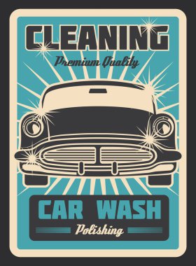 Cleaning car vintage poster clipart
