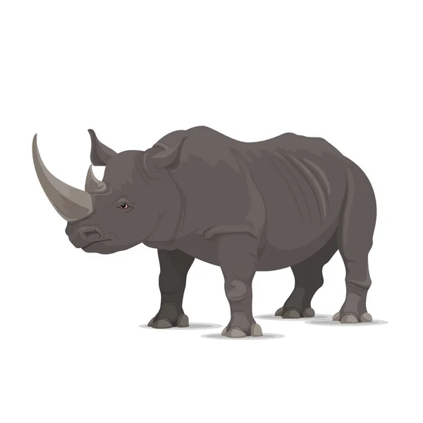 Rinoceronte vector animal salvaje aislado icono — Vector de stock