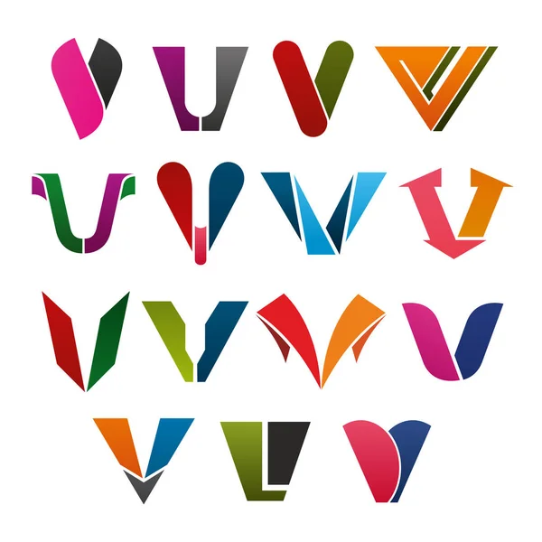 Ícones de vetor de letra V para identidade de marca da empresa — Vetor de Stock