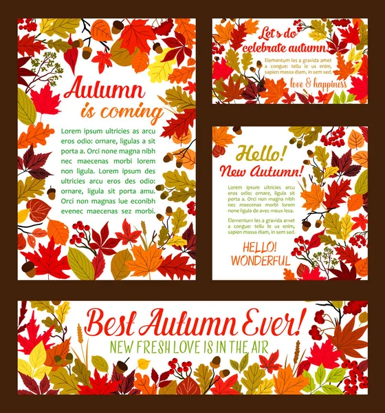 秋季海报横幅的媒介叶秋天 — 图库矢量图片