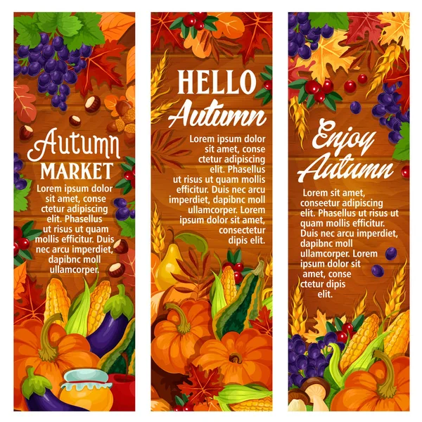 Sonbahar vektör yaprak düşer, hasat sezonu afiş