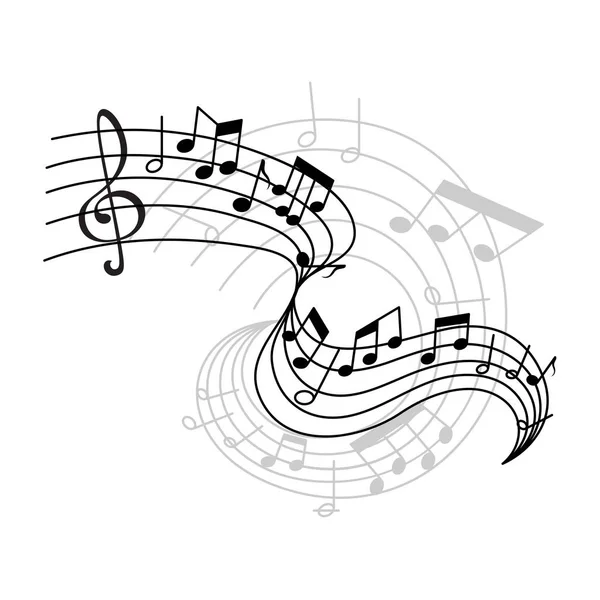 Vector music notes on staff icon — Stock Vector