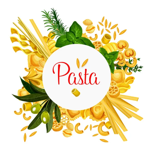 Pasta vector Italiaanse macaroni poster — Stockvector