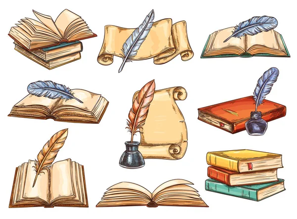 Vintage books vector set — Stock Vector