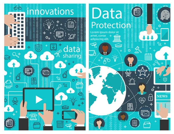 Protección de datos internet innovación vector cartel — Archivo Imágenes Vectoriales