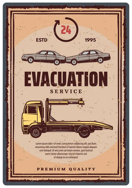 Service d'évacuation affiche rétro — Image vectorielle