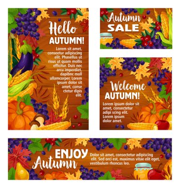 Sonbaharda hasat tatil poster ve başlık sayfası şablonu