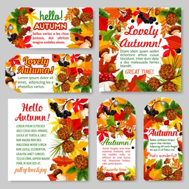 Sonbahar afiş Merhaba ve sezon etiketi düşmek ayarla