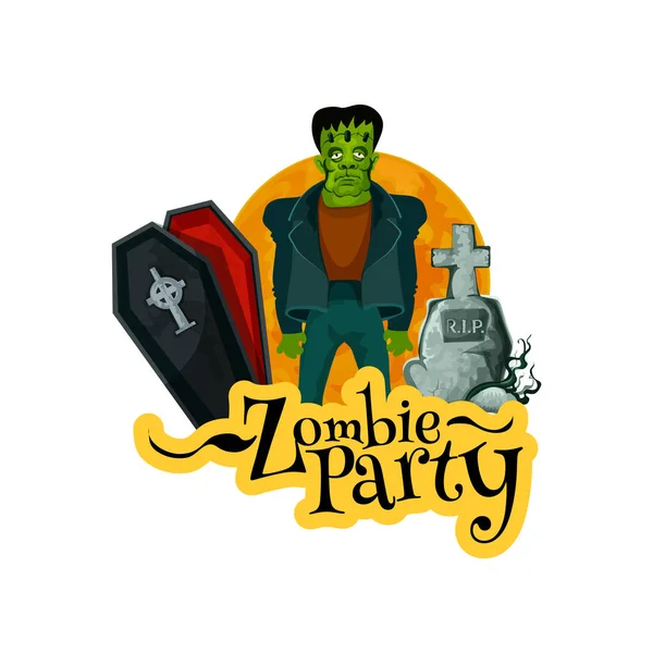 Tarjeta de invitación de fiesta Zombie para vacaciones de Halloween — Vector de stock