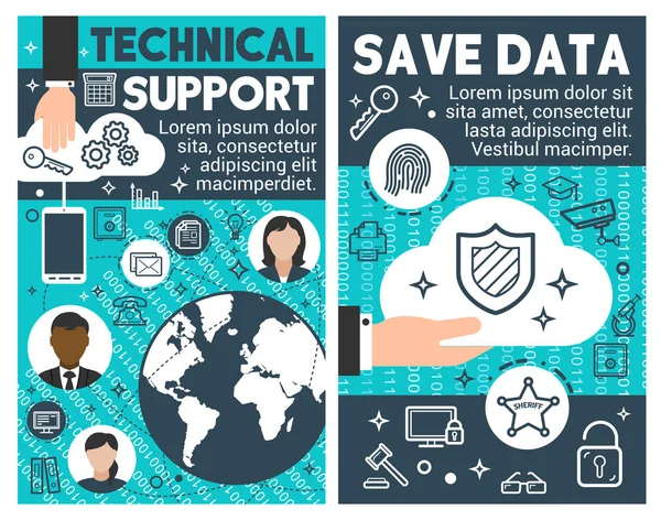 Enregistrer les bannières techniques de données — Image vectorielle