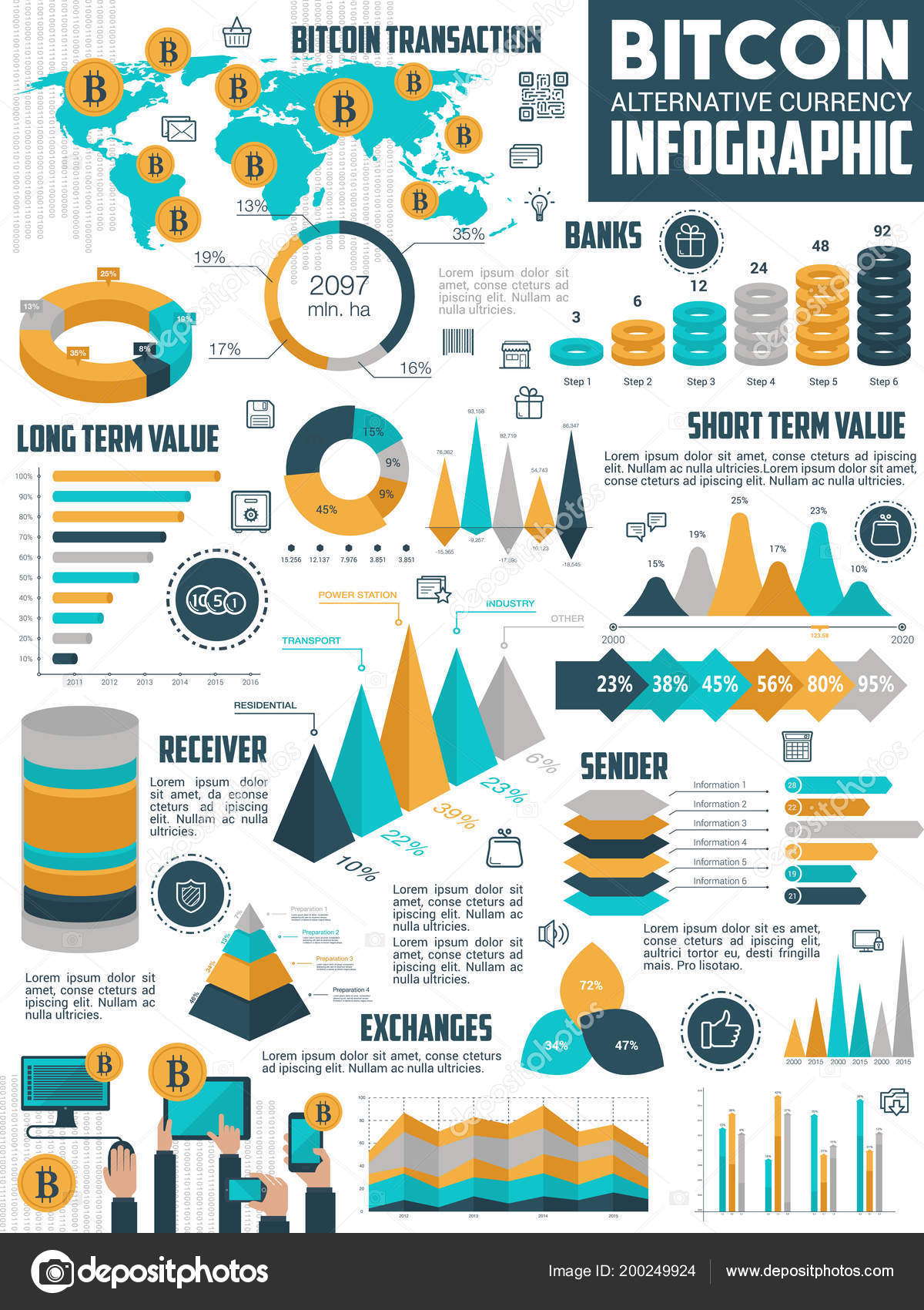 Bitcoin cryptocurrency infographic of crypto money Stock Vector by  ©VectorTradition 200249924