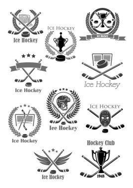 Buz hokeyi spor oyun izole Icon set tasarımı
