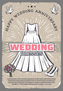 Düğün yıldönümü vintage tebrik kartı şablonu