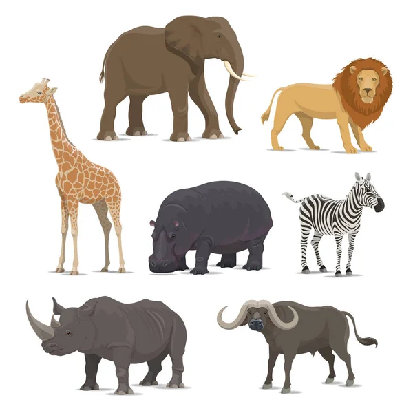 Safari africano icona animale di mammifero selvatico savana — Vettoriale Stock