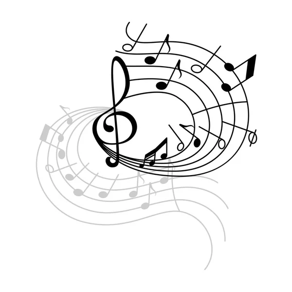 Hangjegy és a kavargó violinkulcs beüt ikon — Stock Vector
