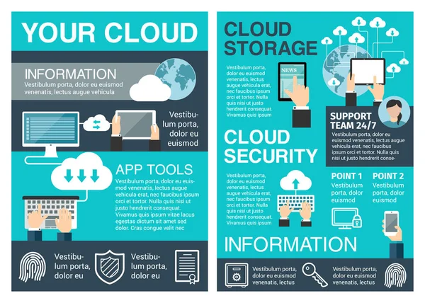 Business Cloud Computing poster plat design — Image vectorielle
