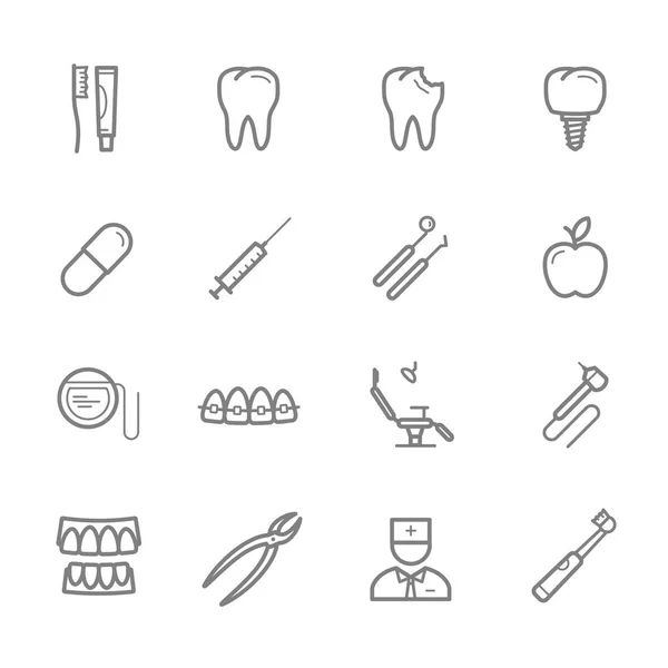 Odontología y medicina dental icono de línea delgada — Archivo Imágenes Vectoriales