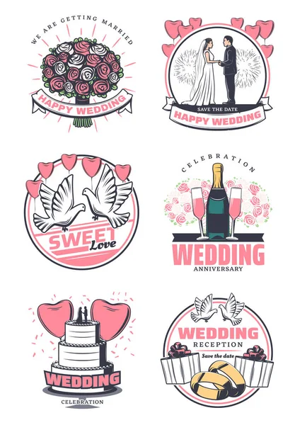 Fête de mariage vintage design symbole — Image vectorielle