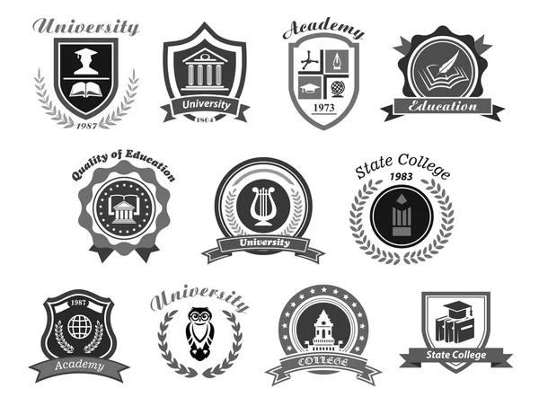 Set di icone vettoriali per college o università statale — Vettoriale Stock